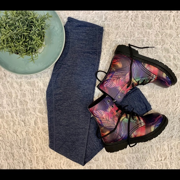 Athleta Shimmer Chaturanga Running Tights Yoga Barre Leggings Blue XS Gym Wear - Picture 8 of 8